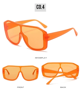 Trois angles de lunettes de soleil de cyclisme orange avec monture sport translucide