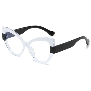 Occhiali anti luce blu cat-eye retrò con montatura trasparente e stanghette nere stile Y2K