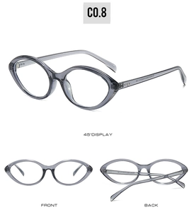 Front, back, and 45-degree angle views of dark grey cat eye sunglasses frame