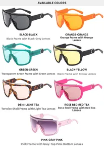Detailed collection of oversized wrap-around sports sunglasses in seven vibrant colors