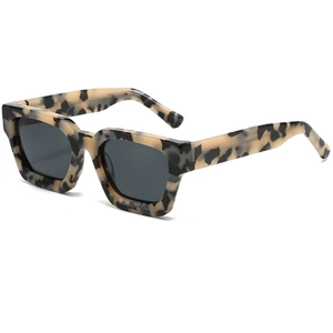 Classic tortoise shell thick frame oversized square sunglasses with wide temples