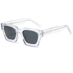 Square oversized sunglasses with transparent frame and metallic inner core design