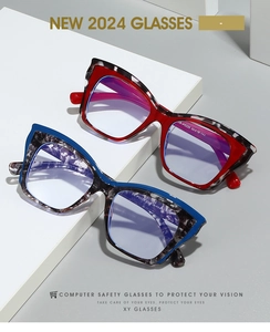 Détails des lunettes anti-lumière bleue TR90 œil de chat avec motifs écailles de tortue