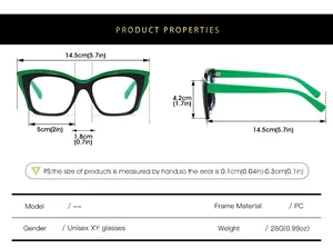 Tableau des tailles pour lunettes anti-lumière bleue montrant les dimensions du cadre
