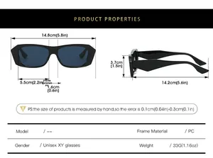 Tableau des tailles pour lunettes de soleil avec dimensions et caractéristiques