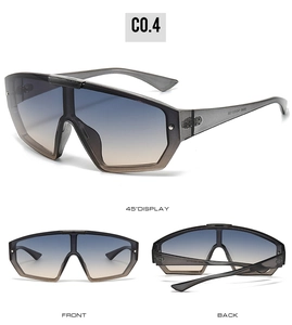 Trois angles de vue de lunettes de soleil de sport oversize avec verres dégradés