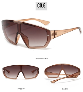Détails de lunettes de soleil masque oversize ambre avec verres marron dégradés