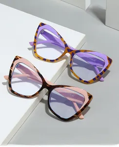 Lunettes anti-lumière bleue œil de chat monture TR90 léopard violet et rose modèle TR-P5226