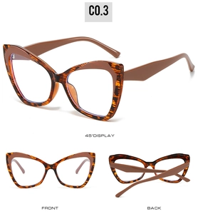 Vues détaillées de lunettes œil de chat en TR90 avec contraste marron et écaille