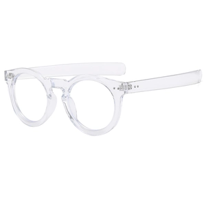 Modern oval transparent anti-blue light glasses with rivet details and clear frames