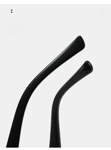 Détail macro des branches incurvées ergonomiques sur lunettes noires en TR90