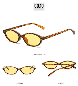 Multi-angle view of retro oval sunglasses with tortoiseshell frame and yellow lenses