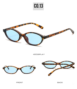 Three views of tortoise shell oval sunglasses featuring stylish light blue lenses