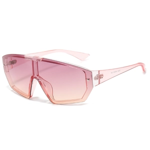 Lunettes de soleil oversize avec verres dégradés roses et monture transparente pour le cyclisme