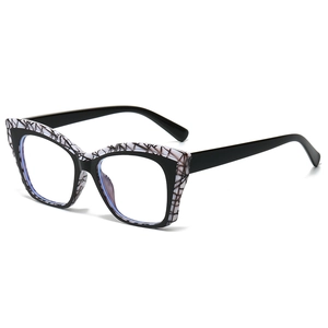 Lunettes anti-lumière bleue œil-de-chat en TR90 noir avec accents marbrés
