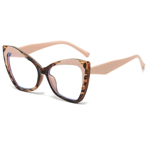 Lunettes anti-lumière bleue œil de chat avec monture écaille rétro et branches roses