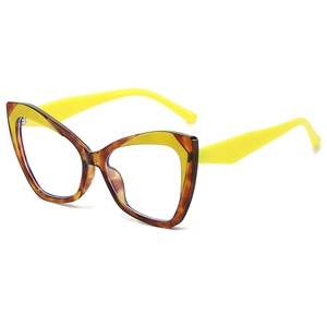Lunettes anti-lumière bleue œil de chat TR90 avec monture contrastée jaune et écaille