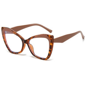 Monture de lunettes TR90 œil de chat contrastée écaille avec verres anti-lumière bleue