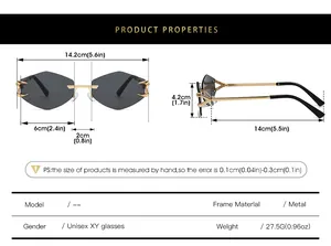 Tableau détaillé des tailles pour lunettes de soleil hexagonales sans monture en métal