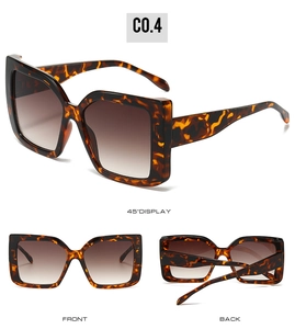 Detailed views of tortoise shell rectangle sunglasses with gradient brown lenses