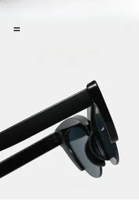 Detail of ultra-light high-elastic black cat-eye sunglasses with durable frame hinges