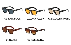 Plusieurs options de couleurs de lunettes de soleil carrées rétro avec croix en métal