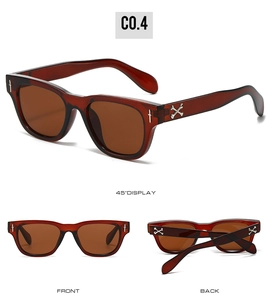 Détails macro de lunettes de soleil carrées rétro avec croix en métal et branches en os