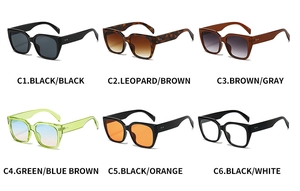 Collection of six different color combinations for stylish oversized square sunglasses