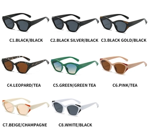Cat eye sunglasses detail showcasing eight stylish color options in high-quality PC frames