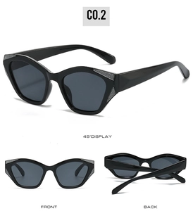 Black geometric sunglasses for women featuring silver rhinestone accents and grey lenses