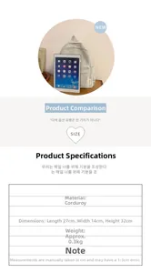 Detailed size specifications of light grey corduroy backpack with 27x14x32cm dimensions