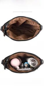 Interior view of women's shoulder bag showing spacious storage for umbrella and phone