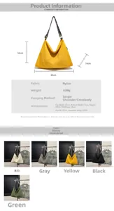 Size chart and dimensions for the large corduroy tote bag with colorful rainbow strap