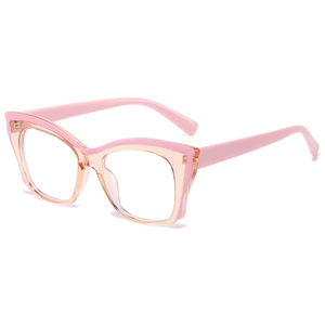 Montatura per occhiali cat-eye TR90 bicolore rosa con finitura trasparente e stile