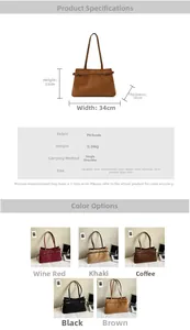 Spécifications du grand sac cabas en daim PU et affichage des options de couleurs