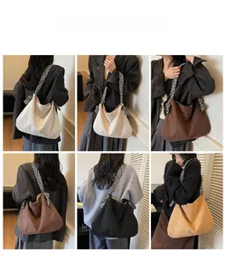 Collage of large matte hobo bags showing colorful strap details and knot design