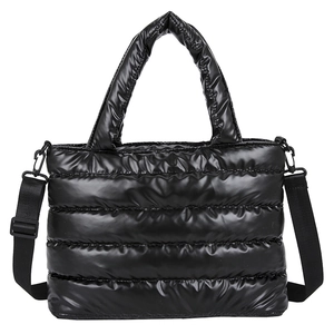 Sac À Main Matelassé Brillant En Nylon Métallique Sac À Bandoulière Femme Décontracté Hiver Mode Tote