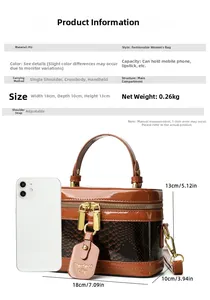 Detailed dimensions and specs of brown snakeskin PU handbag with adjustable strap