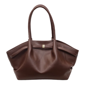 Sac Fourre Tout Femme Grande Capacité Lychee Cuir PU Minimaliste Coréen Boucle Métal Doré Sac À Main Épaule