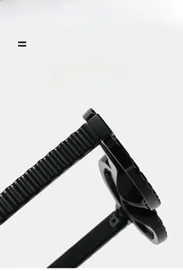 Macro shot of wavy textured temples on lightweight ultra-elastic round black sunglasses