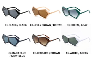 Vue détaillée de lunettes de soleil géométriques colorées dans une grille de sélection