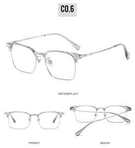 Detaillierte Mehrfachansicht der halbrandlosen quadratischen Titan-Business-Brille