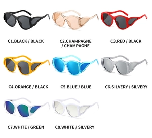 Detailansicht der acht verschiedenen Farboptionen für Punk-Stil Oval Sonnenbrillen