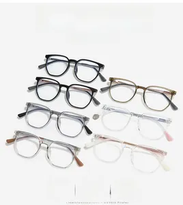 Macro shot of TR90 glasses frames collection in seven colors with size specifications