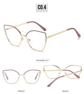 Monture de lunettes papillon avec perles et revêtement rose sous plusieurs angles