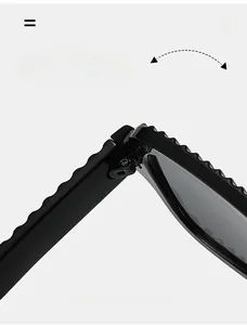 Detail of durable texture hinge on black aviator sunglasses with smooth polished finish