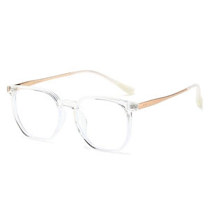 Ultralight TR90 transparent polygon eyeglasses frame with rose gold titanium temples