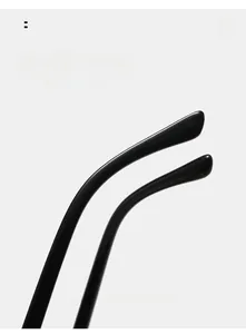 Close-up of ergonomic curved temples on black glossy sunglasses for comfortable wear