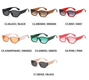 Selection of square oversized sunglasses in seven assorted color frames and lenses