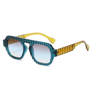 Ribbed Textured Square Sunglasses Retro UV400 Protection PC Frame Fashion Outdoor Eyewear For Men And Women